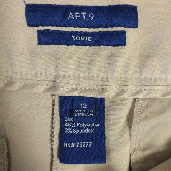 Apt 9 Light Beige Torie Midrise Straight Leg Capri Pants Size 12 - Picture 11 of 14